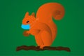 Squirrel with a nut in a medical mask. The animal in the mask. Illustration. Vector. Virus protection.